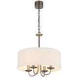 Telbix Shiron Soft Fabric Drum Shade 4 Light Pendant | Nickel