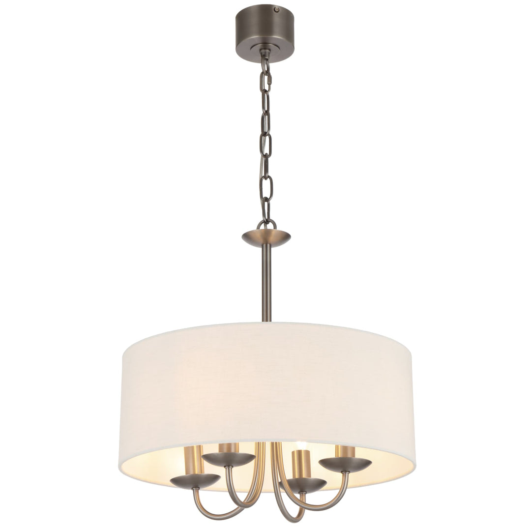 Telbix Shiron Soft Fabric Drum Shade 4 Light Pendant | Nickel