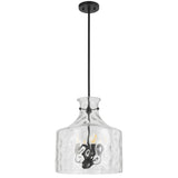 Telbix Perron 4 Light Modern Glass Pendant with Dimpled Decanter-Inspired Shade | Black