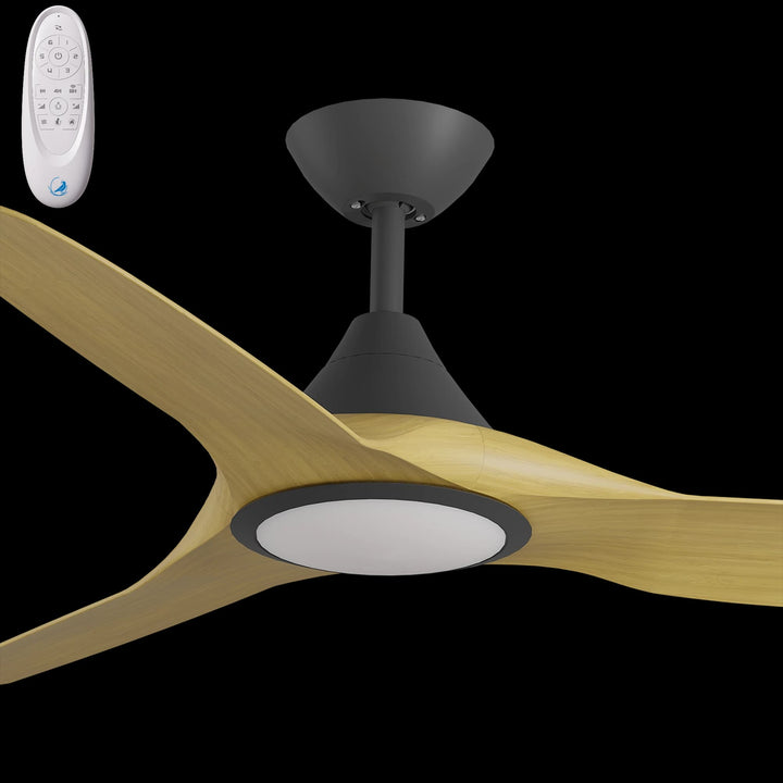 Calibo Smart CloudFan 52" (1300mm) ABS DC Ceiling Fan with 20W CCT LED Light and Remote | Black & Bamboo