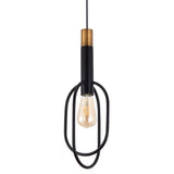 Telbix Marvin 1 Light Oval Pendant | Black and Gold