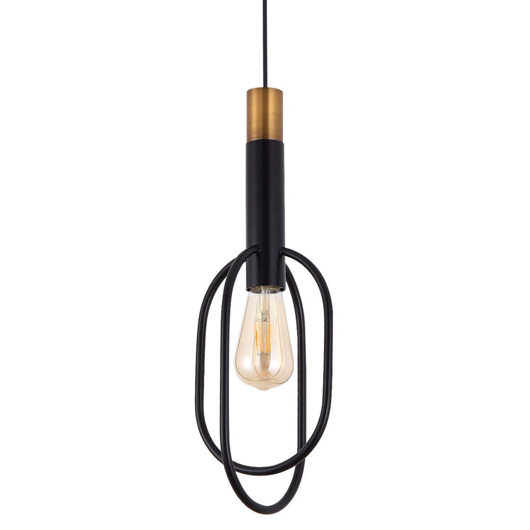 Telbix Marvin 1 Light Oval Pendant | Black and Gold