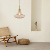 Calibo Sculpt Faceted Cut Glass 1 Light Pendant | Gold and Amber