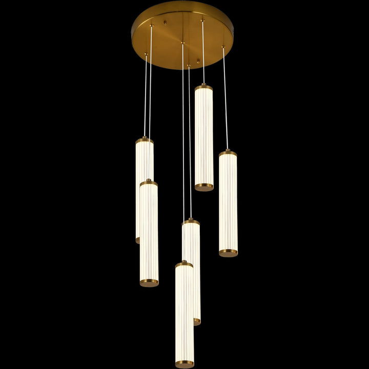 Calibo Charm Modern Fluted 6 Light Cluster Pendant | Brass