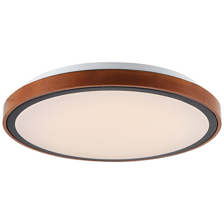 Telbix Orlin Tricolour LED Round Oyster Light with Wood Accent | Medium
