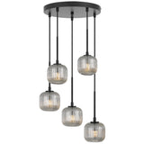 Telbix Bobo 5 Light Glass Pendant | Black