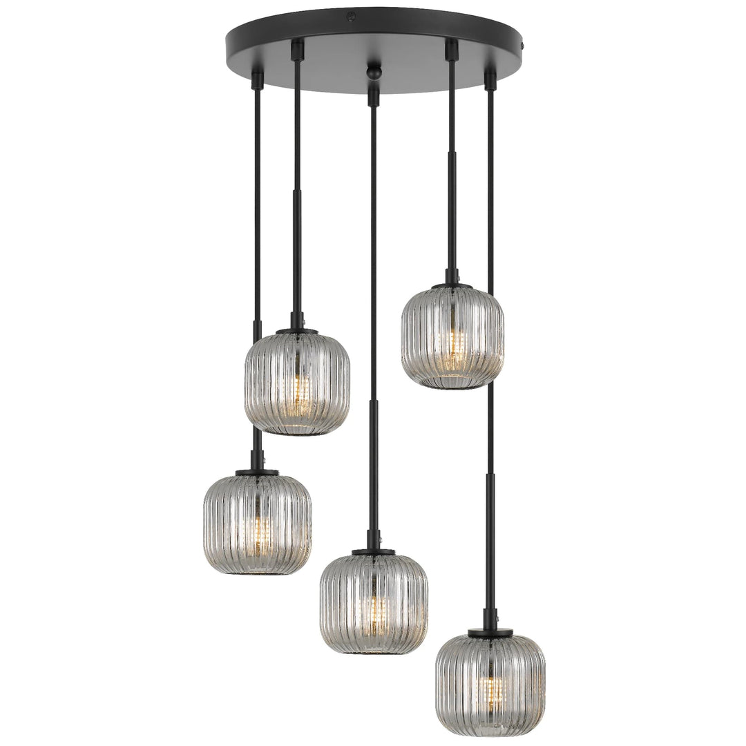 Telbix Bobo 5 Light Glass Pendant | Black