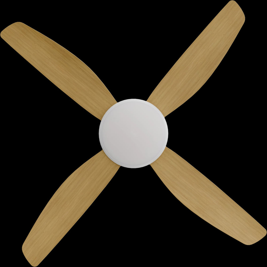 Calibo Vanga 48" DC Smart Ceiling Fan with LED Light and Remote Control | White and Bamboo