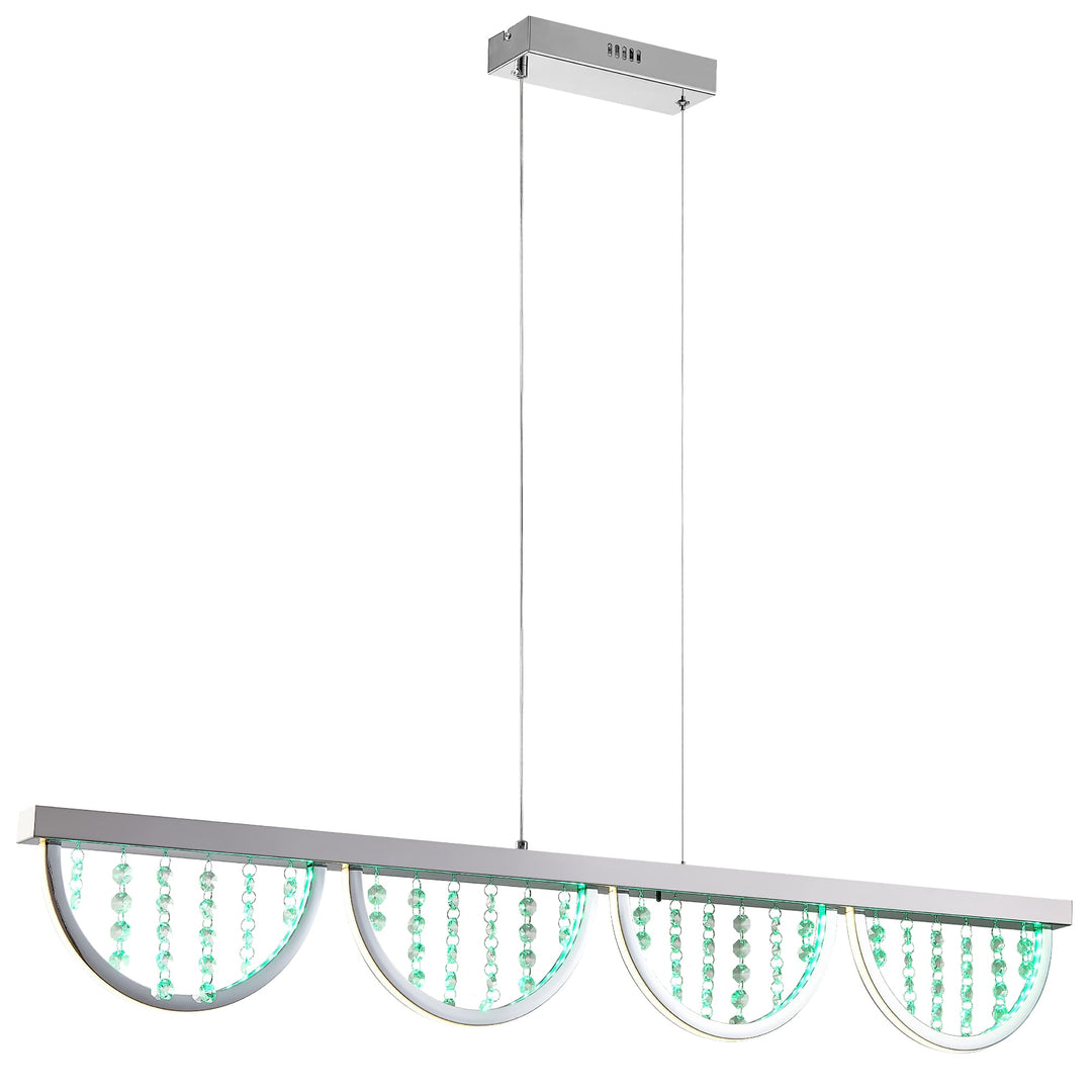 Telbix Luxia LED Linear Pendant with Cascading Crystals and RGB Colour Effects | Large