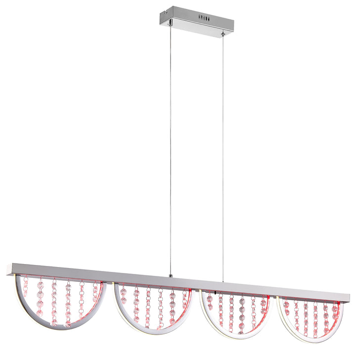 Telbix Luxia LED Linear Pendant with Cascading Crystals and RGB Colour Effects | Large