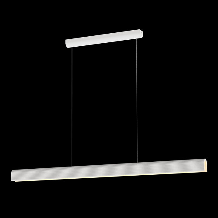 Calibo Munia Sculptural Ribbed LED Linear Pendant with Paintable Gypsum Surface | White