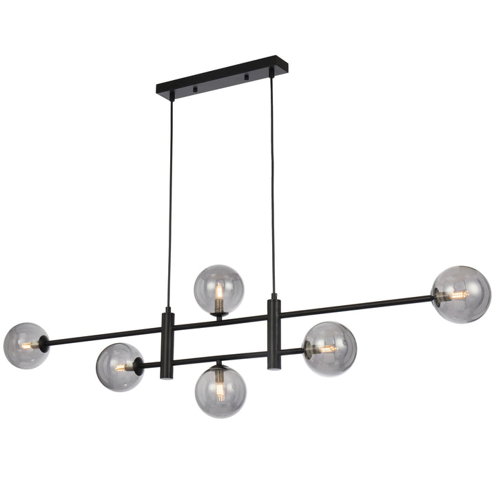 Telbix Black Tyson 6 Light Pendant | Smoke