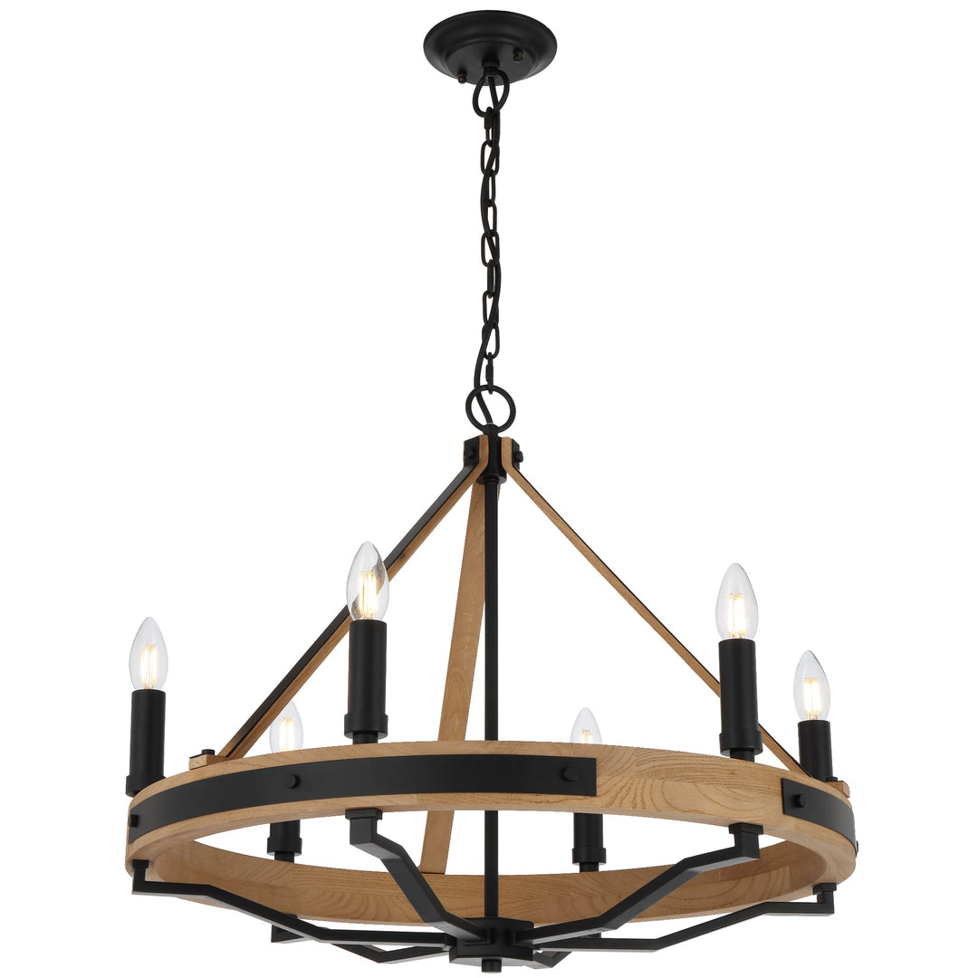 Telbix Darien 6 Light Pendant | Ash Wood