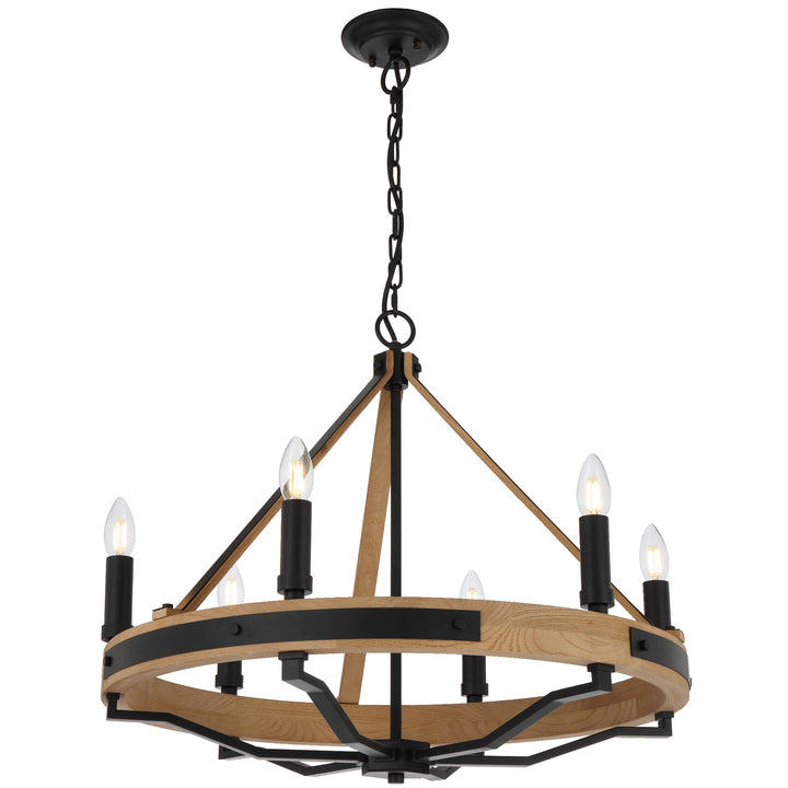 Telbix Darien 6 Light Pendant | Ash Wood