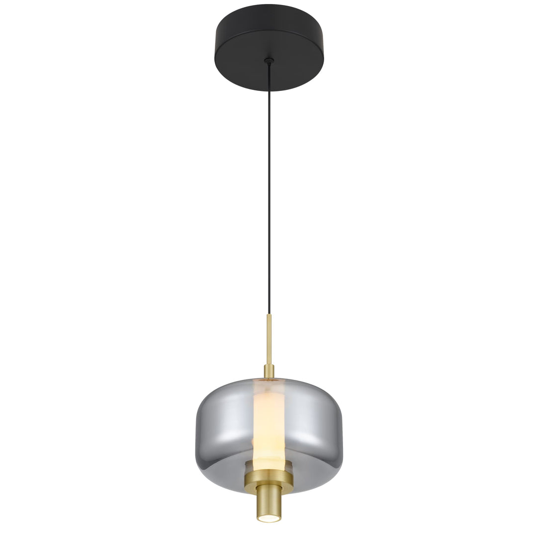 Telbix Volen 1 Light LED Pendant | Black and Smoke