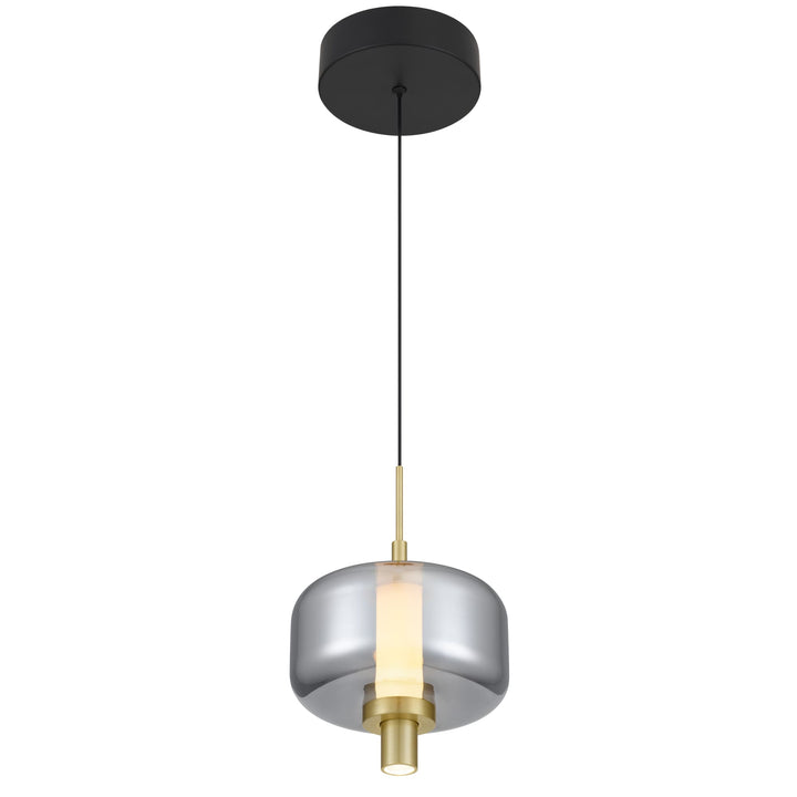Telbix Volen 1 Light LED Pendant | Black and Smoke