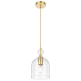 Telbix Rotif Classic Pendant with Clear Glass Dome and Brass Accents | Brass