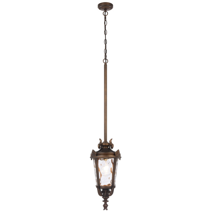 Telbix Pedral Large Outdoor Lantern Pendant with Textured Glass and Multiple Suspension | Bronze