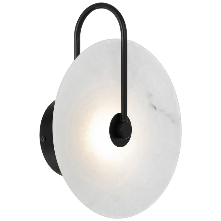 Telbix Zonder Modern Marbled Glass Disc LED Indoor Wall Light | Black