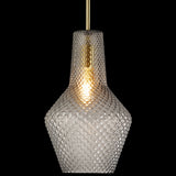 Calibo Avian Diamond Cut Glass 1 Light Pendant | Gold and Smoke
