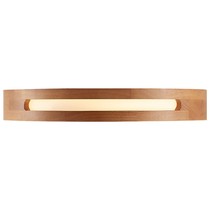 Telbix Thalia Tricolour LED Round Oyster Light with Wood Accent | Large