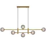 Telbix Antique Gold Tyson 6 Light Pendant | Smoke Tear