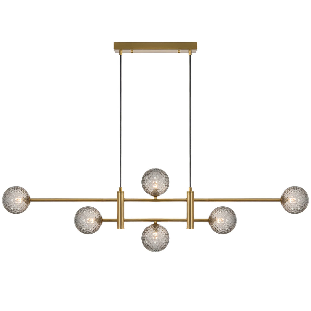 Telbix Antique Gold Tyson 6 Light Pendant | Smoke Tear