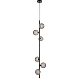 Telbix Black Elson 6 Light Pendant Light | Smoke Tear