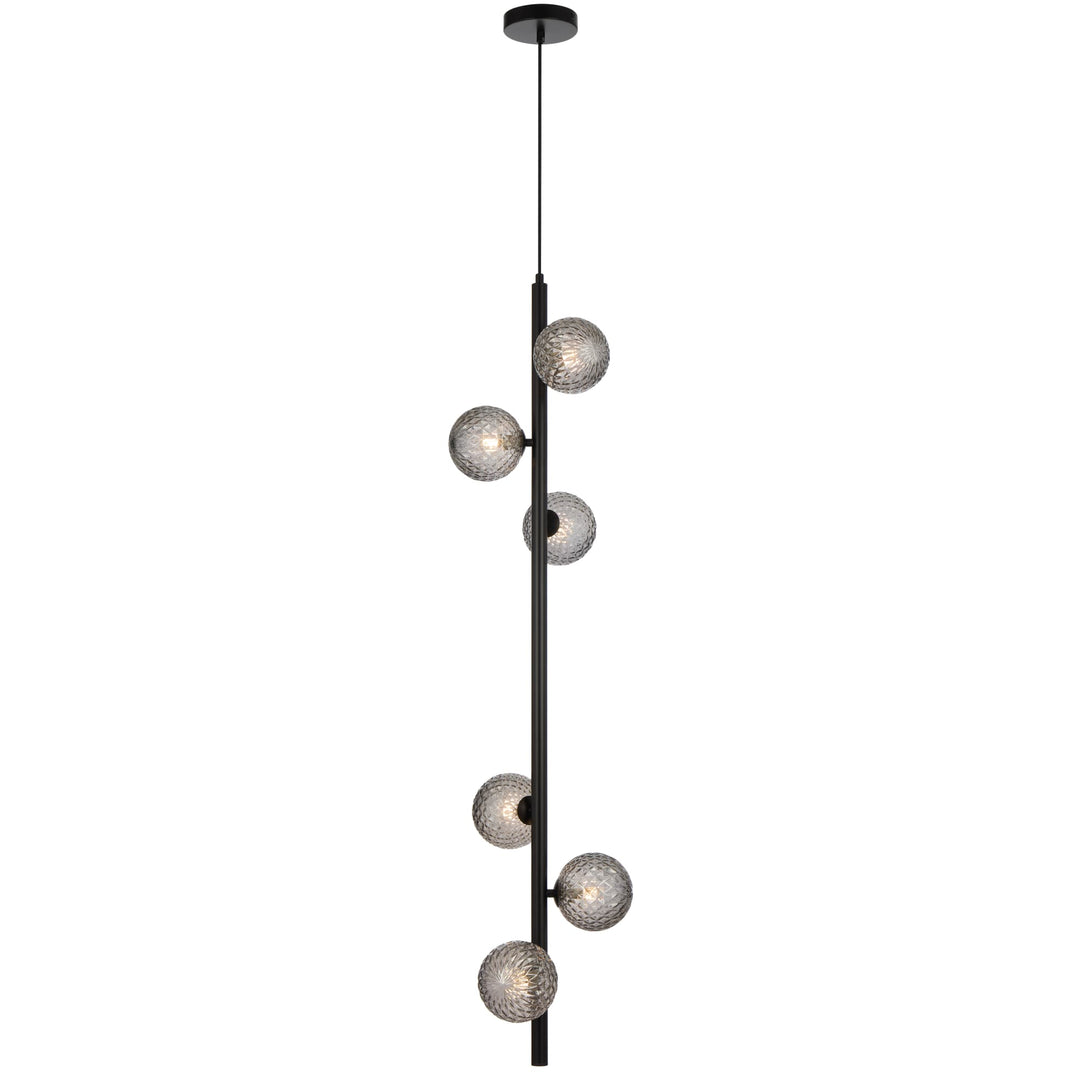 Telbix Black Elson 6 Light Pendant Light | Smoke Tear