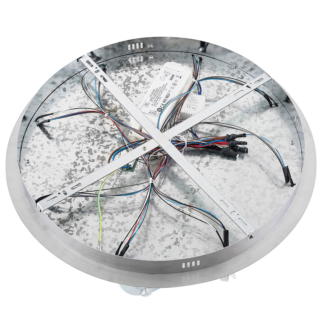 Telbix Luxia Round Flush Mount LED Ceiling Light with Cascading Crystals and RGB Colour Effects | Large