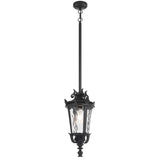Telbix Pedral Large Outdoor Lantern Pendant with Textured Glass and Multiple Suspension | Black