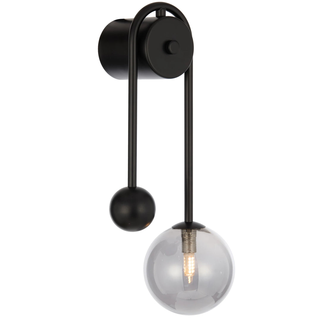 Telbix Felton Arm Wall Light | Black and Smoke