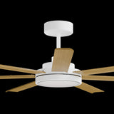 Calibo Alula 60" (1524mm) 7 Blade Indoor/Outdoor DC Ceiling Fan with 24W Light & Remote | White & Teak
