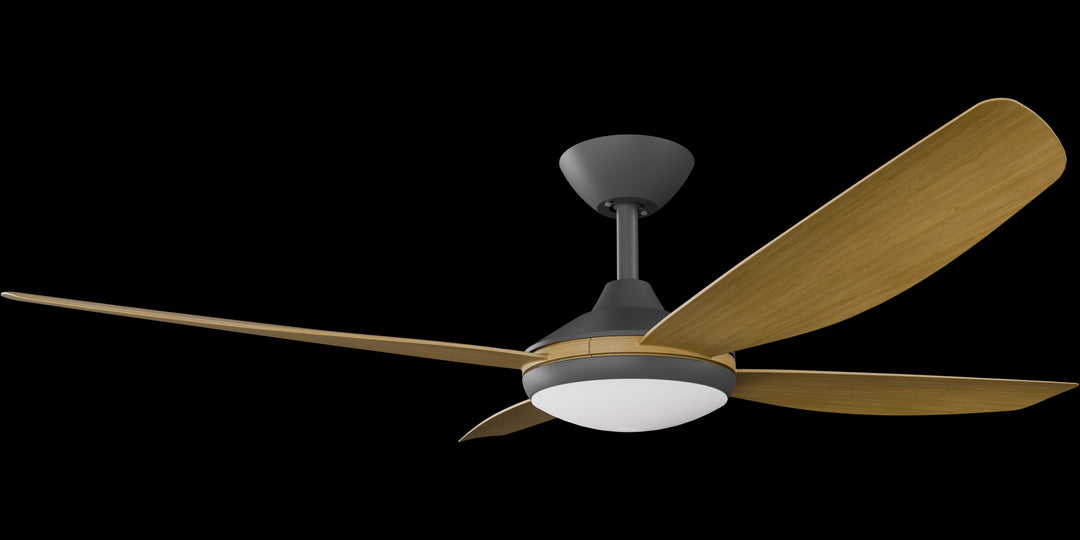 Calibo Vanga 52" DC Smart Ceiling Fan with LED Light and Remote Control | Black and Teak