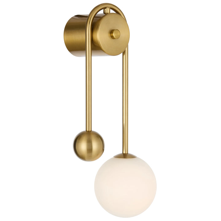 Telbix Felton Arm Wall Light | Antique Gold and Opal Matt