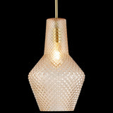 Calibo Avian Diamond Cut Glass 1 Light Pendant | Gold and Amber