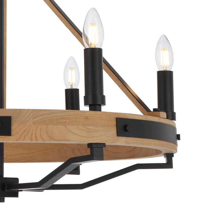 Telbix Darien 6 Light Pendant | Ash Wood