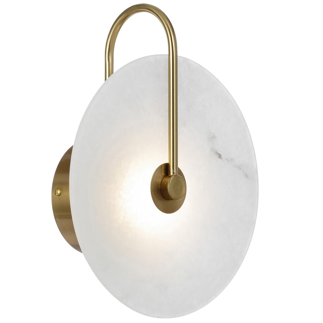 Telbix Zonder Modern Marbled Glass Disc LED Indoor Wall Light | Antique Gold