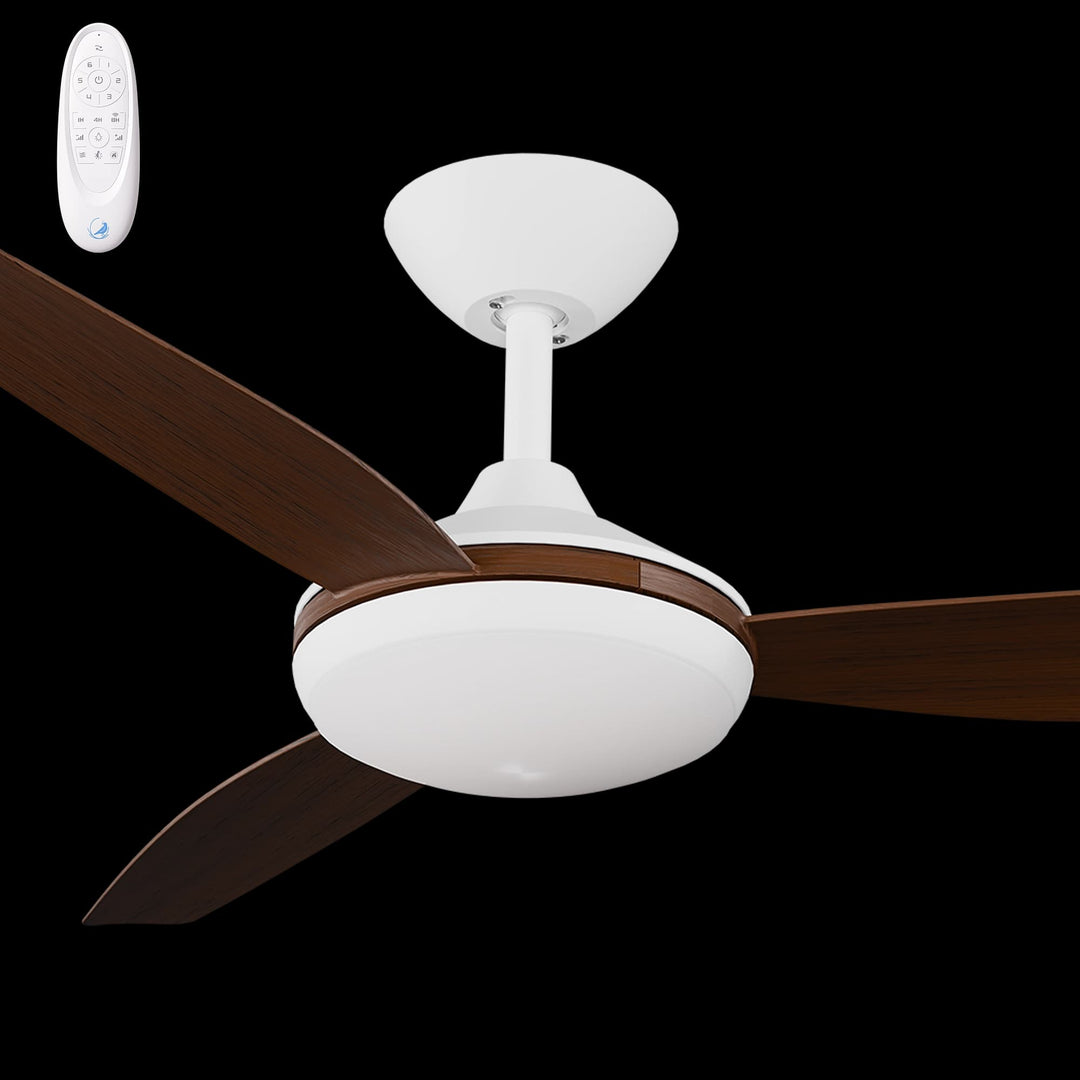 Calibo Condor 48" DC Smart Ceiling Fan with LED Light and Remote Control | White and Koa