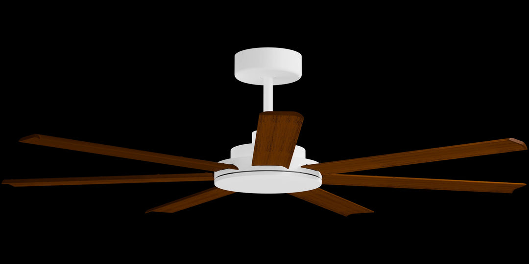 Calibo Alula 60" (1524mm) 7 Blade Indoor/Outdoor DC Ceiling Fan & Remote | White & Koa