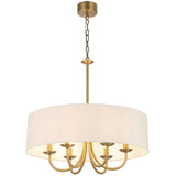 Telbix Shiron Soft Fabric Drum Shade 6 Light Pendant | Brass