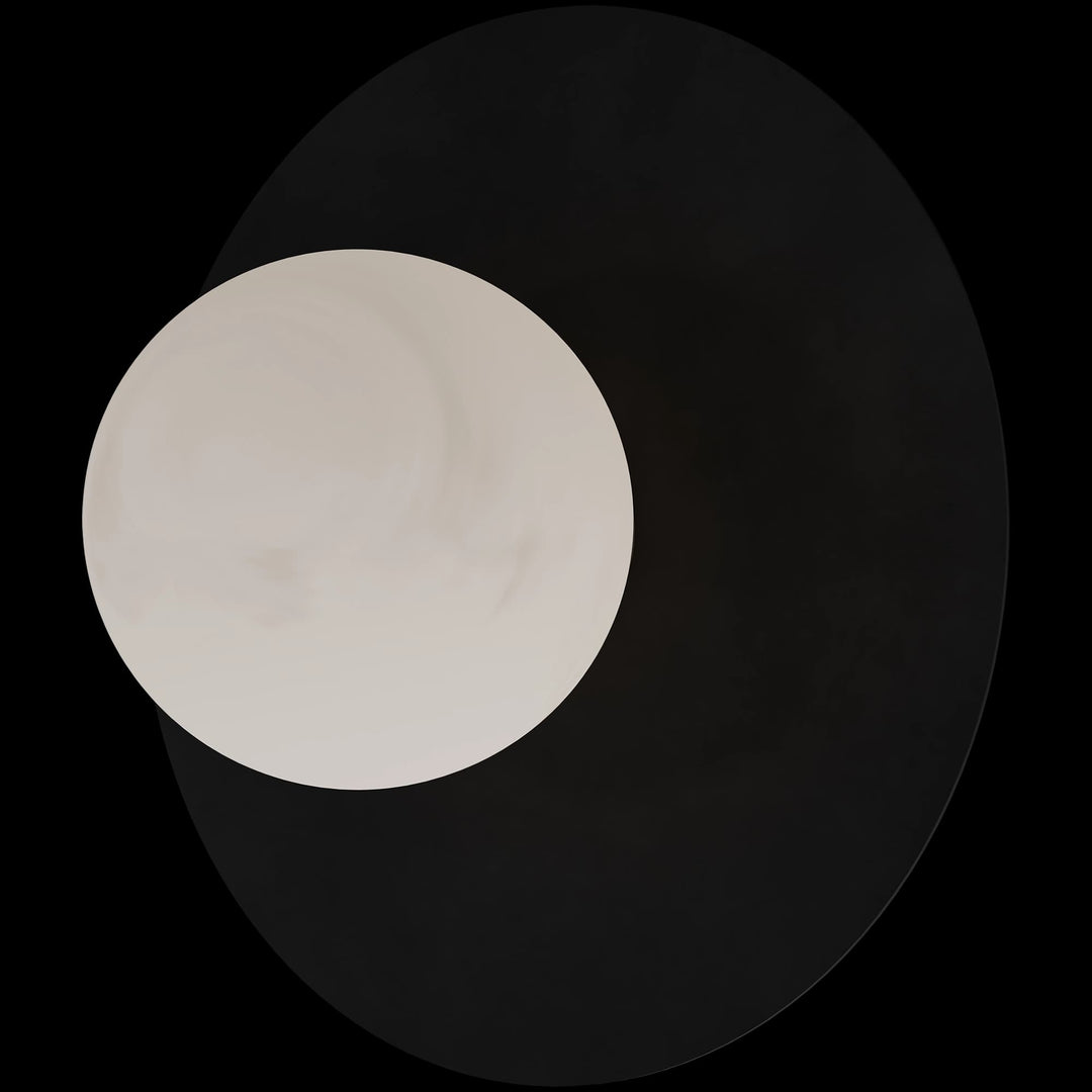 Calibo Crest Alabaster Glass 140mm Orb Wall Light Round Plate 300mm | Black