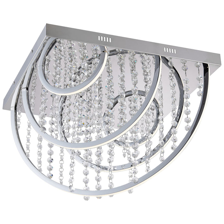 Telbix Luxia Square Flush Mount LED Ceiling Light with Cascading Crystals and RGB Colour Effects | Large