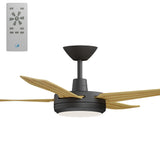 Calibo Enviro 52" (1320mm) DC Ceiling Fan with 18W CCT LED Light and Remote | Black & Bamboo