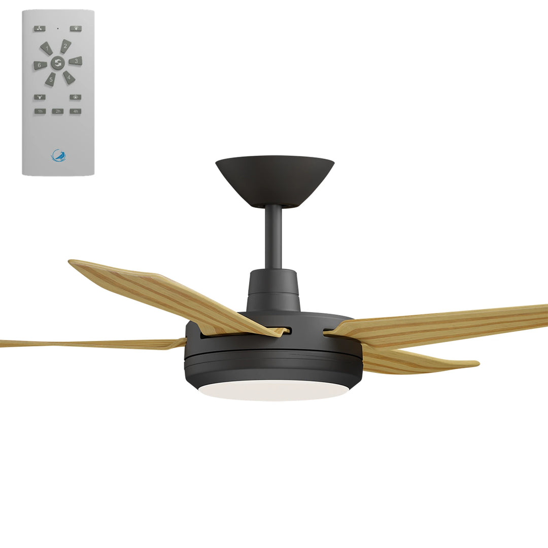 Calibo Enviro 52" (1320mm) DC Ceiling Fan with 18W CCT LED Light and Remote | Black & Bamboo