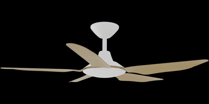 Calibo Storm 42" (1070mm) 5 Blade Indoor/Outdoor DC Ceiling Fan & Remote | White & Bamboo
