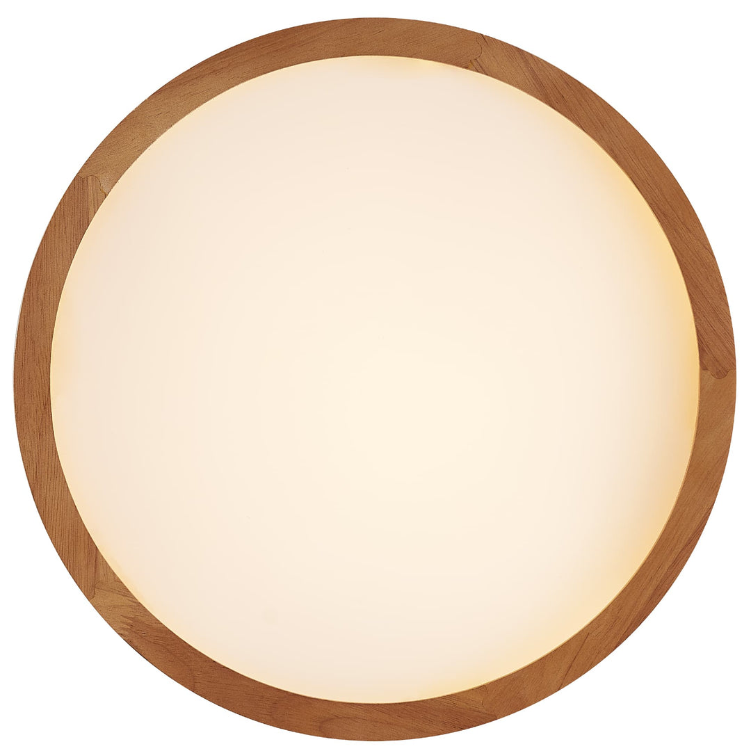 Telbix Thalia Tricolour LED Round Oyster Light with Wood Accent | Medium