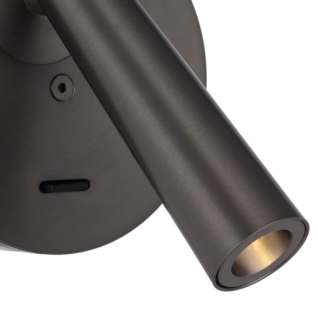 Telbix Lodan Slim Cylinder LED Wall Light with Rotating Head | Gun Metal