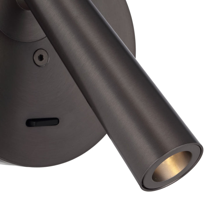 Telbix Lodan Slim Cylinder LED Wall Light with Rotating Head | Gun Metal