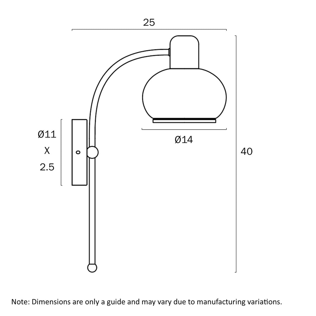 Telbix Marbell 1 Light Wall Light (E27) | Black